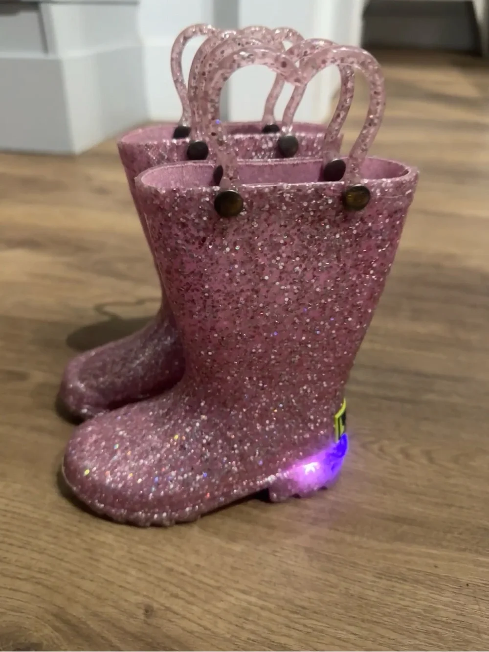 Western Chief Pink Glitter Kids Rain & Snow Boots with Handles